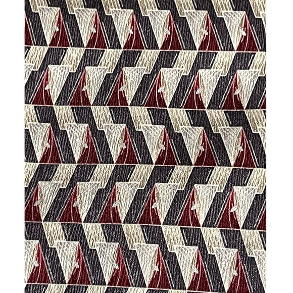 Hathaway Men's Necktie 57X4 inches Maroon Silver Ivory Geo Print Silk New - Picture 3 of 5